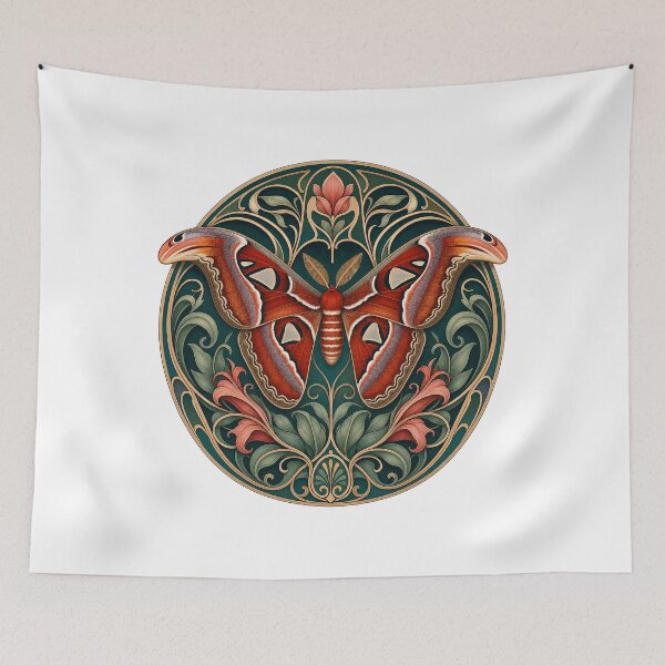 Item preview, Ornate Atlas Moth Art Nouveau Floral Design designed and sold by AntiqueImages.