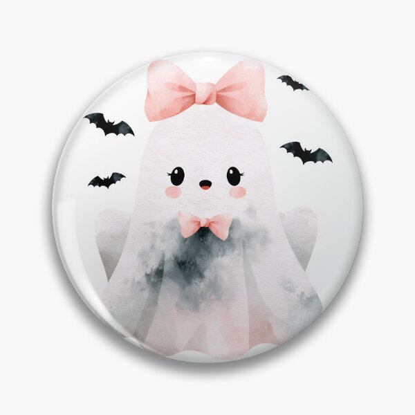 Item preview, Cute Halloween Ghost With Pink Bow And Playful Bats designed and sold by EL-Lebedenko.