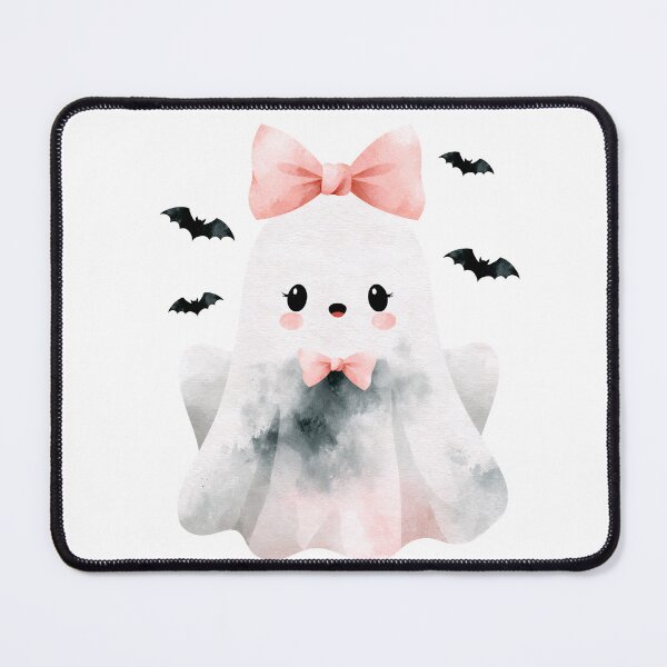 Item preview, Cute Halloween Ghost With Pink Bow And Playful Bats designed and sold by EL-Lebedenko.