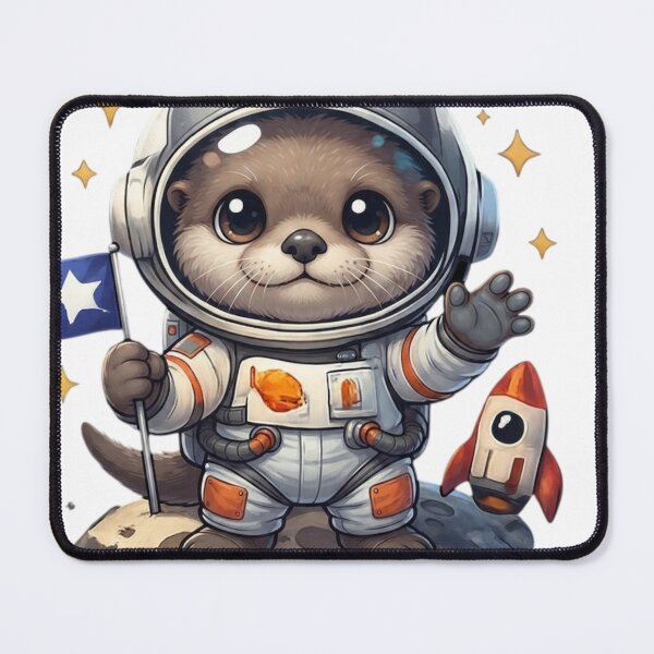 Item preview, Little Lunar Explorer: Cute Space Otter with Rocket designed and sold by 63Hotpeppers.