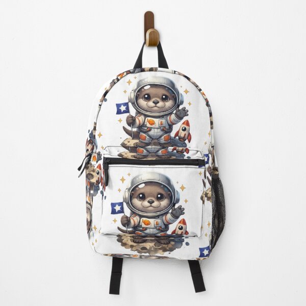 Item preview, Little Lunar Explorer: Cute Space Otter with Rocket designed and sold by 63Hotpeppers.