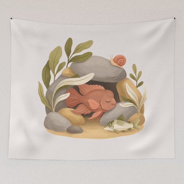 Item preview, Cute Sleeping Flowerhorn Cichlid Kids Art designed and sold by MythicCotton.