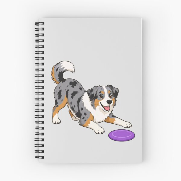 Item preview, cartoon image of Cheerful Australian Shepherd with Frisbee. designed and sold by Stef Ringoot, cartoons and illustrations.