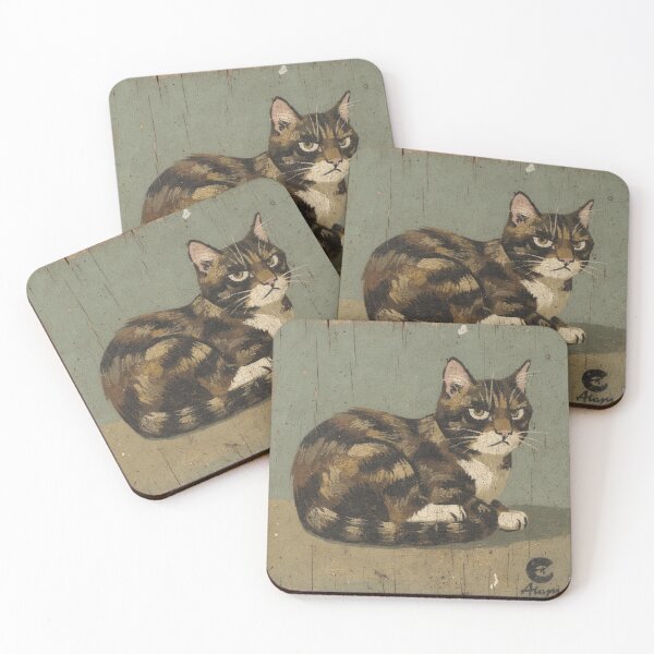 Item preview, Grumpy Tortoiseshell Loaf Side-Glare Folk Painting designed and sold by PictorialWhimsy.