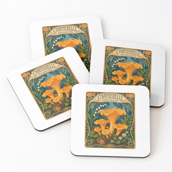 Item preview, Chanterelle Mushrooms Art Nouveau Fungi Forager designed and sold by AntiqueImages.