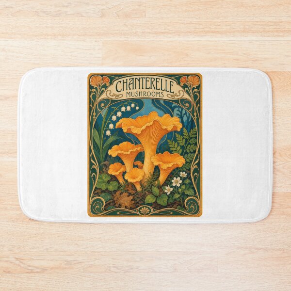 Item preview, Chanterelle Mushrooms Art Nouveau Fungi Forager designed and sold by AntiqueImages.