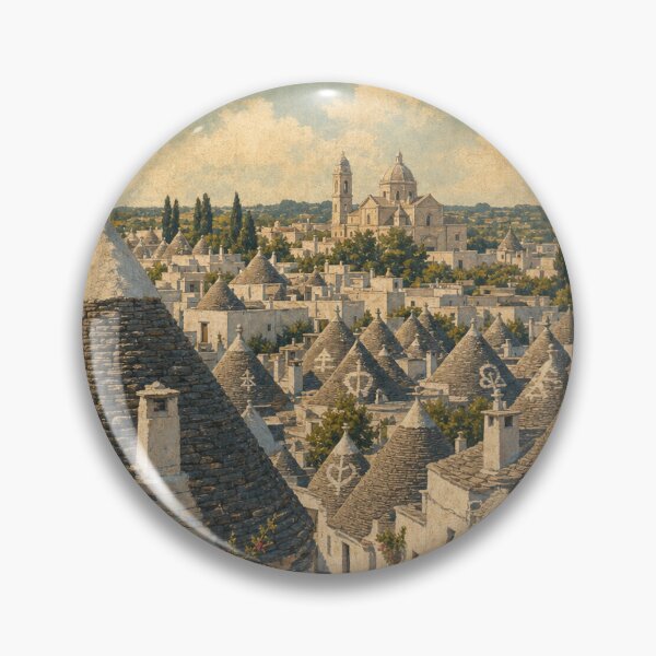 Artikelvorschau, Alberobello, Italien – Reisesouvenir – Retro-Illustration entworfen und verkauft von VisualArtsOasis.