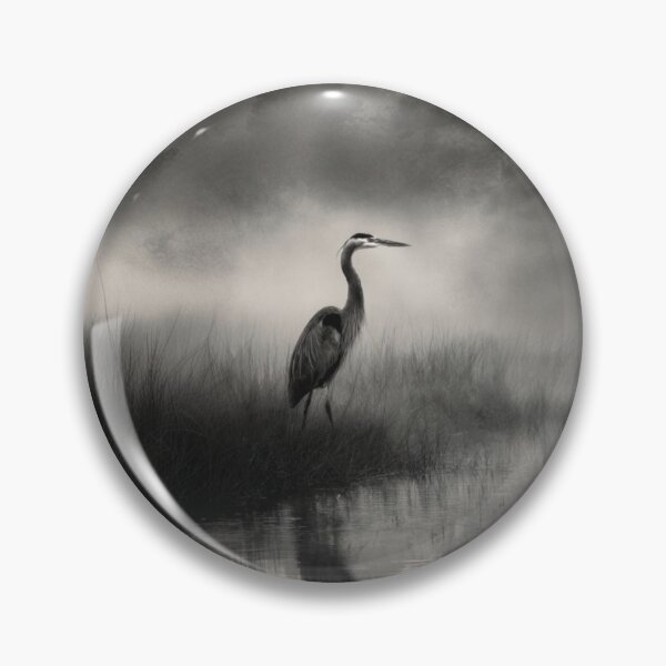 Item preview, A stalking Great Blue Heron in marshland fog, Birds in Motion designed and sold by CDC40.