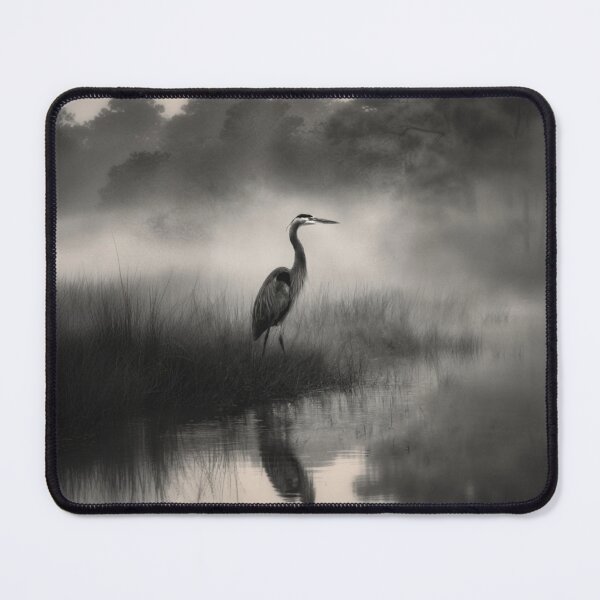 Item preview, A stalking Great Blue Heron in marshland fog, Birds in Motion designed and sold by CDC40.