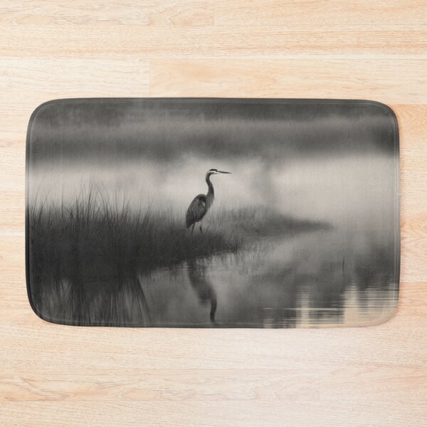 Item preview, A stalking Great Blue Heron in marshland fog, Birds in Motion designed and sold by CDC40.