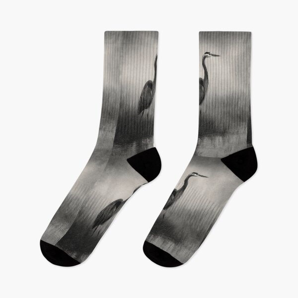 Item preview, A stalking Great Blue Heron in marshland fog, Birds in Motion designed and sold by CDC40.