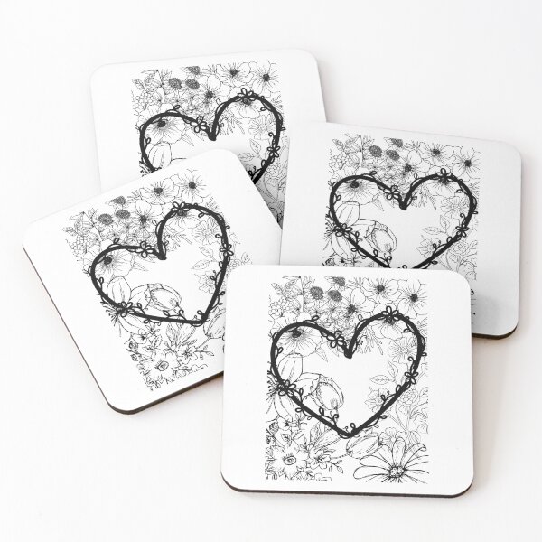 Item preview, Intricate Botanical Garden Heart - Aesthetic Floral Line Art designed and sold by DreamyBrushArt.