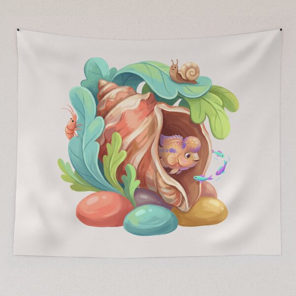 Item preview, Cute Flowerhorn Shell Adventure for Kids designed and sold by MythicCotton.