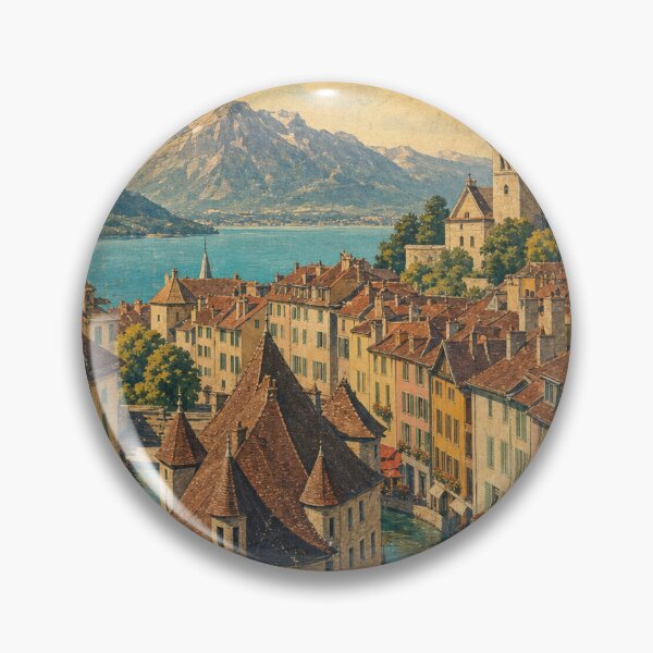 Item preview, Annecy France Travel Souvenir - Retro Illustration designed and sold by VisualArtsOasis.