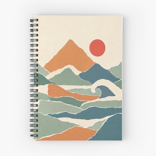 Item preview, Boho Torn Paper Mountain Wave & Sun Landscape designed and sold by The boys.