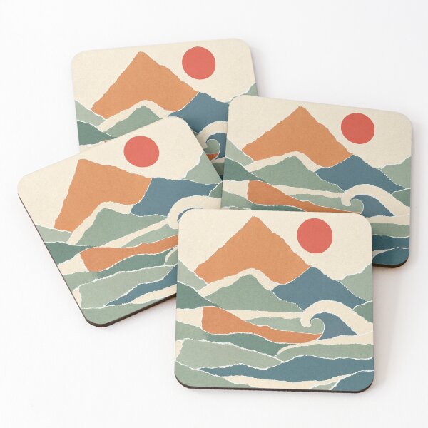 Item preview, Boho Torn Paper Mountain Wave & Sun Landscape designed and sold by The boys.