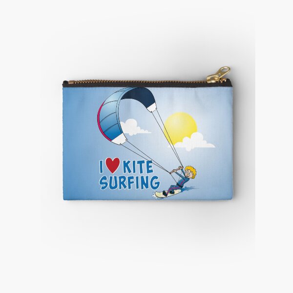 Item preview, I love kitesurfing, cartoon style illustration for Surfers and Beach Lovers designed and sold by Stef Ringoot, cartoons and illustrations.