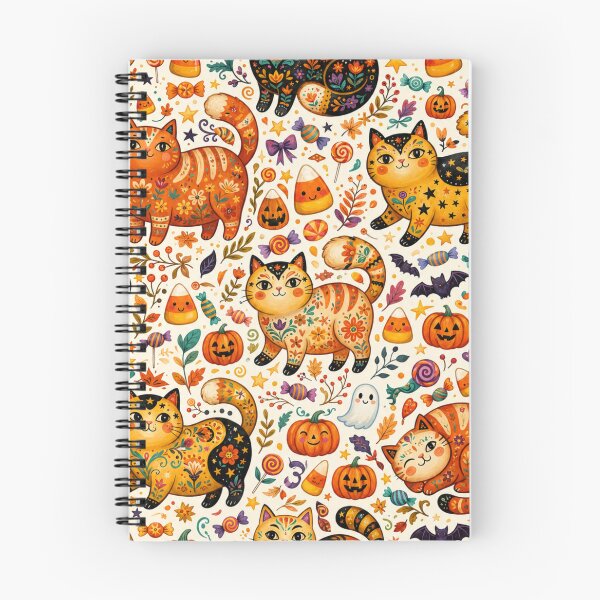 Item preview, Cute Halloween Cats Folk Art Seamless Pattern designed and sold by Iampoji.