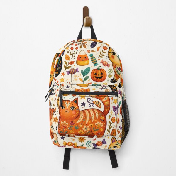 Item preview, Cute Halloween Cats Folk Art Seamless Pattern designed and sold by Iampoji.