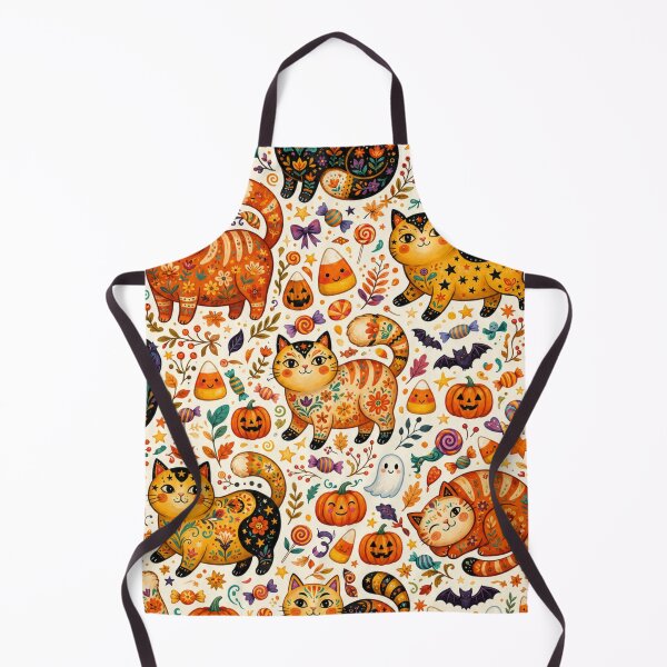 Item preview, Cute Halloween Cats Folk Art Seamless Pattern designed and sold by Iampoji.