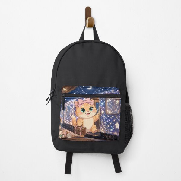 Item preview, Cute Cat Boarding a Magical Star Train designed and sold by Luna's World - Moody Vibes Studio.
