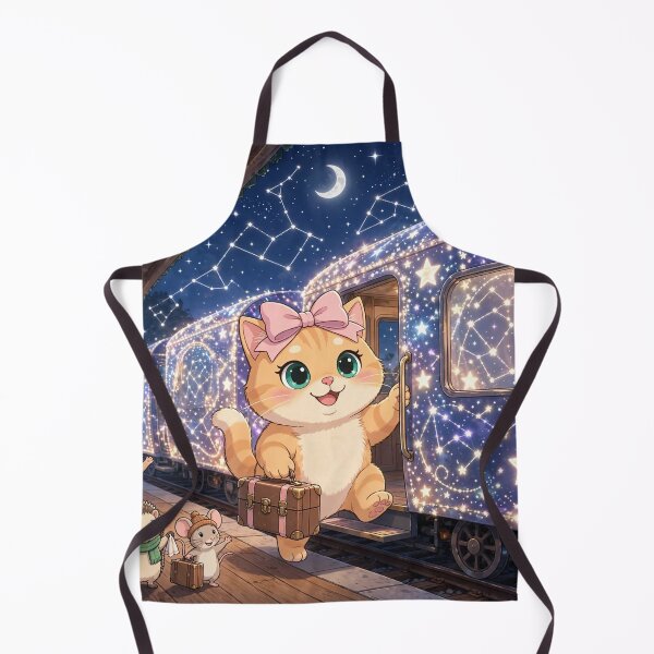 Item preview, Cute Cat Boarding a Magical Star Train designed and sold by Moody Vibes Studio.
