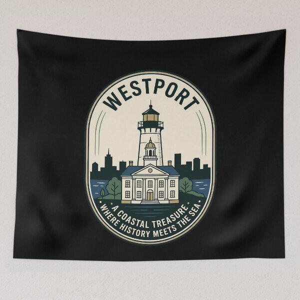 Item preview, Westport Coastal Lighthouse Vintage Travel Emblem designed and sold by k3rstman1.