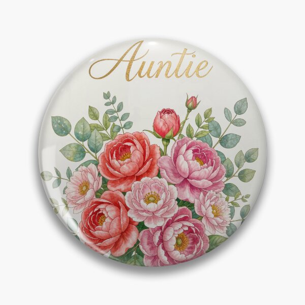 Item preview, Happy Birthday Auntie – Red Pink Peony Bouquet with Gold Lettering designed and sold by EmeraldeaArt.