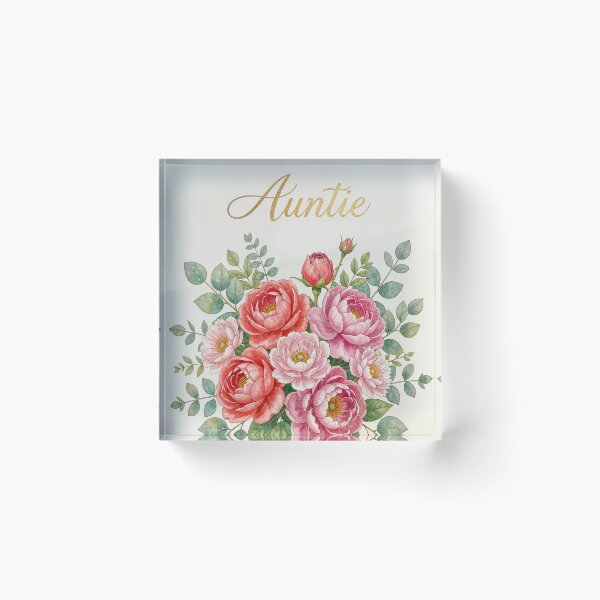 Item preview, Happy Birthday Auntie – Red Pink Peony Bouquet with Gold Lettering designed and sold by EmeraldeaArt.