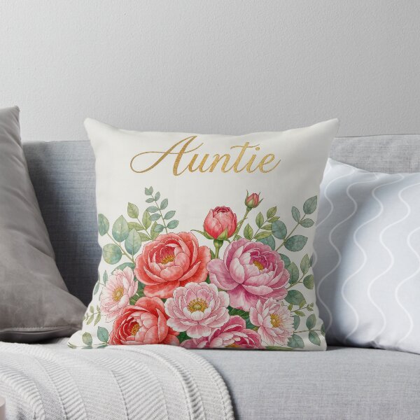 Item preview, Happy Birthday Auntie – Red Pink Peony Bouquet with Gold Lettering designed and sold by EmeraldeaArt.
