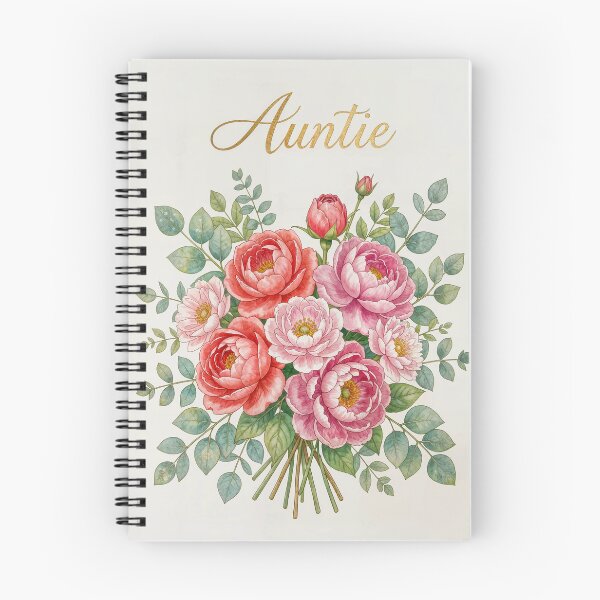 Item preview, Happy Birthday Auntie – Red Pink Peony Bouquet with Gold Lettering designed and sold by EmeraldeaArt.