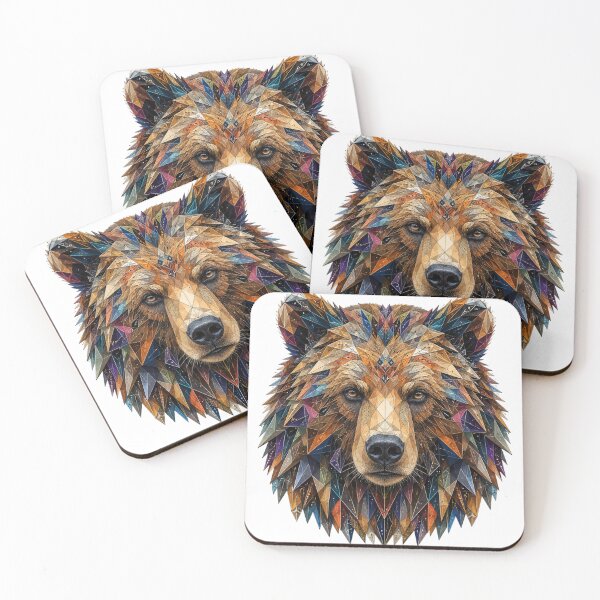 Item preview, Geometric Bear Portrait Colorful Wildlife Art designed and sold by SmikiM.