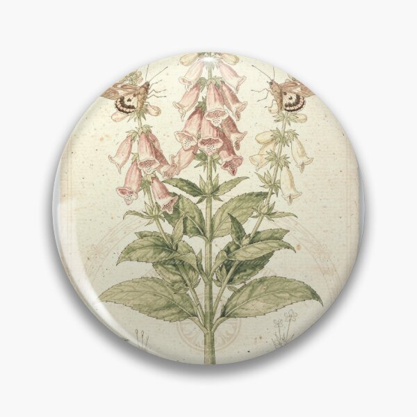 Item preview, Foxglove and Moths Vintage Botanical Print designed and sold by PictorialWhimsy.