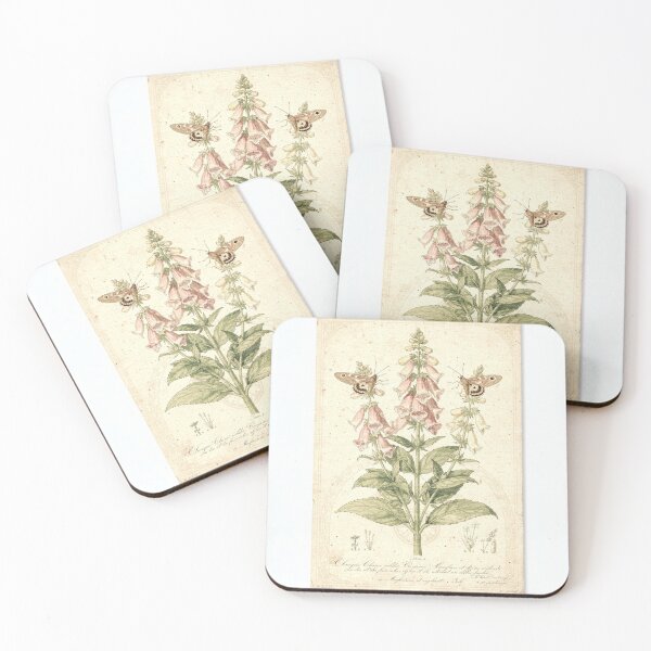 Item preview, Foxglove and Moths Vintage Botanical Print designed and sold by PictorialWhimsy.