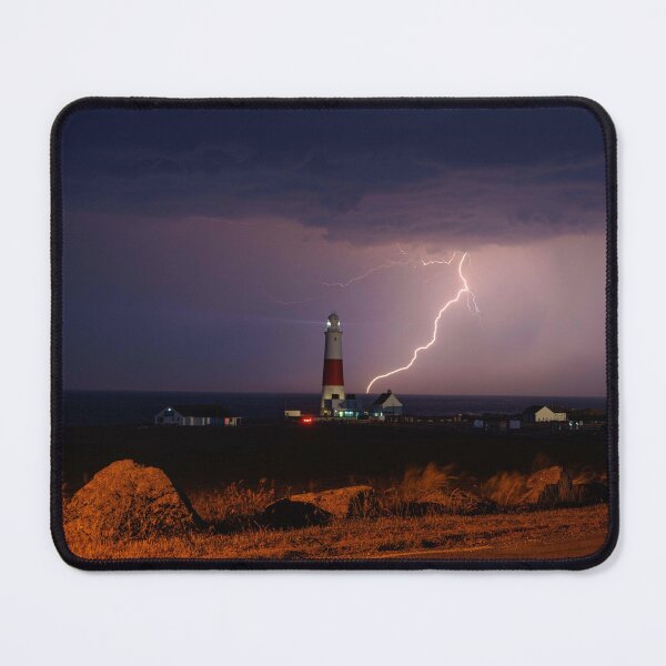 Item preview, Lightning behind Portland Bill Lighthouse designed and sold by Aham Photos.