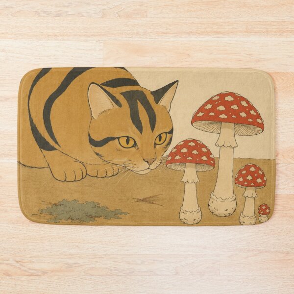 Item preview, Tabby Cat and Fly Agaric — Neko Botanica No. 4 | Japanese Cat Woodblock designed and sold by Planthem.