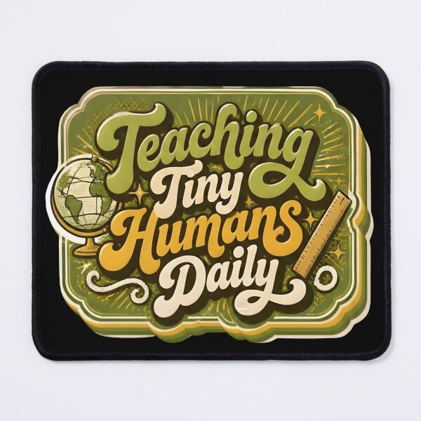 Item preview, Retro Teaching Tiny Humans Daily Vintage Academic Teacher Badge Sticker designed and sold by FestivityFinds.