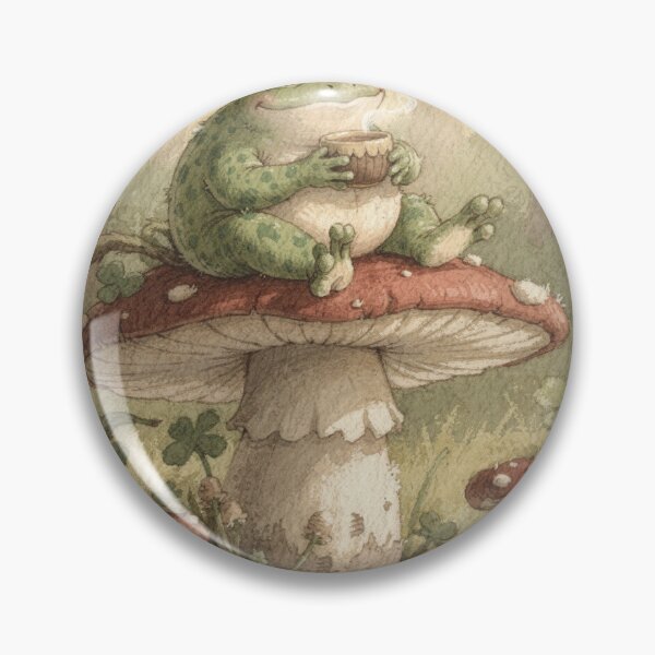 Item preview, Cottage Frog Sipping Acorn-Cup Tea designed and sold by PictorialWhimsy.