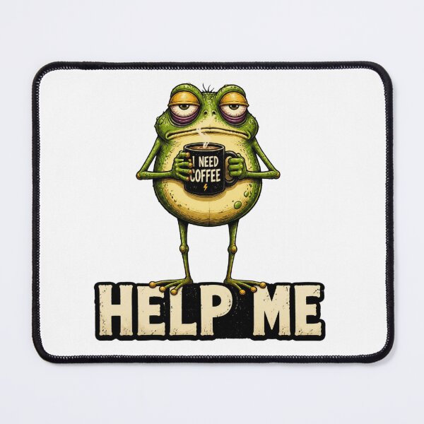 Item preview, Help Me Funny Sleepy Frog with Coffe. Cute Tired Frog Cartoon designed and sold by Krystek-Studio .