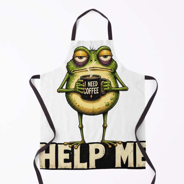 Item preview, Help Me Funny Sleepy Frog with Coffe. Cute Tired Frog Cartoon designed and sold by Krystek-Studio .