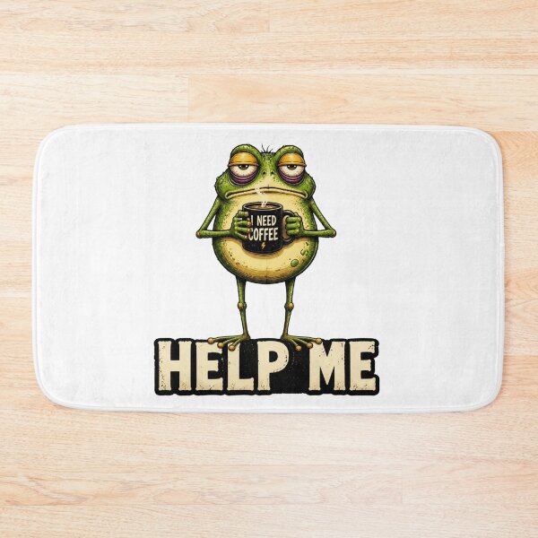 Item preview, Help Me Funny Sleepy Frog with Coffe. Cute Tired Frog Cartoon designed and sold by Krystek-Studio .