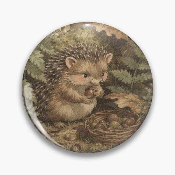 Item preview, Hedgehog Folk Gathering Acorns designed and sold by PictorialWhimsy.