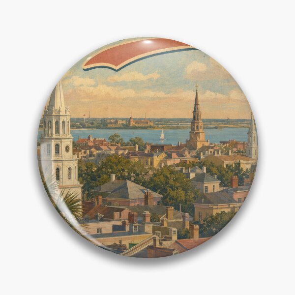 Item preview, Charleston USA Travel Souvenir - Retro Illustration designed and sold by VisualArtsOasis.