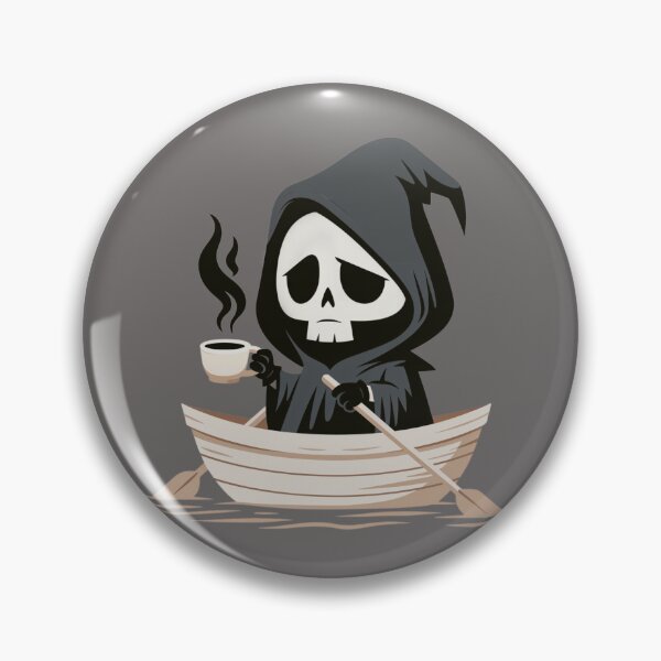 Item preview, Grim Reaper Drinking Coffee | Chibi Halloween Goth Tee & Mug Design designed and sold by Anastasiia Yurevych.