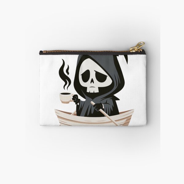 Item preview, Grim Reaper Drinking Coffee | Chibi Halloween Goth Tee & Mug Design designed and sold by Anastasiia Yurevych.