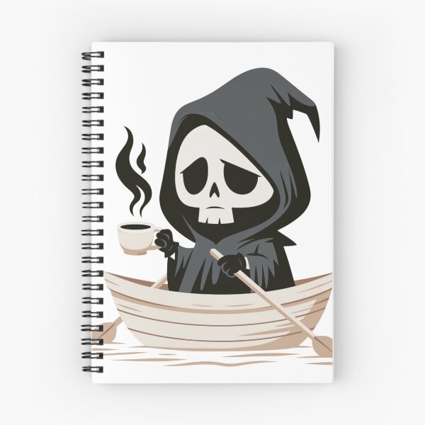 Item preview, Grim Reaper Drinking Coffee | Chibi Halloween Goth Tee & Mug Design designed and sold by Anastasiia Yurevych.