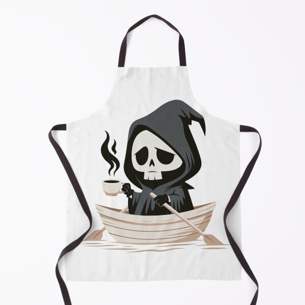 Item preview, Grim Reaper Drinking Coffee | Chibi Halloween Goth Tee & Mug Design designed and sold by Anastasiia Yurevych.