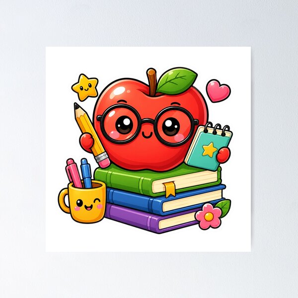 Item preview, Cute Teacher Apple Sticker | Kawaii School Teacher Gift designed and sold by Pixanova.
