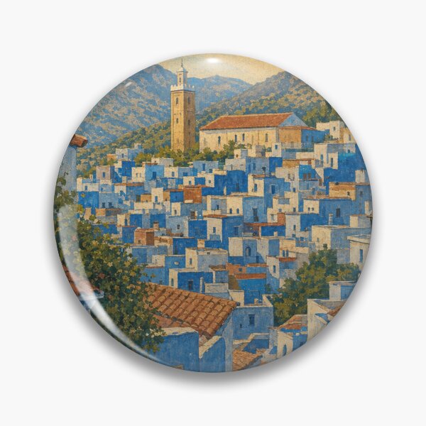 Item preview, Chefchaouen Morocco Travel Souvenir - Retro Illustration designed and sold by VisualArtsOasis.
