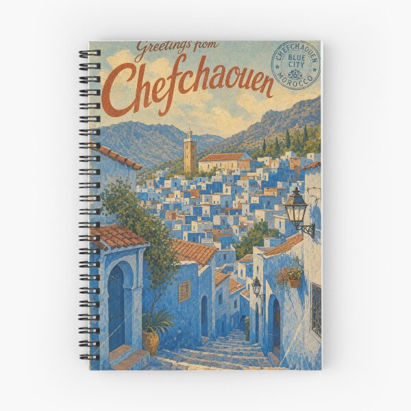Item preview, Chefchaouen Morocco Travel Souvenir - Retro Illustration designed and sold by VisualArtsOasis.